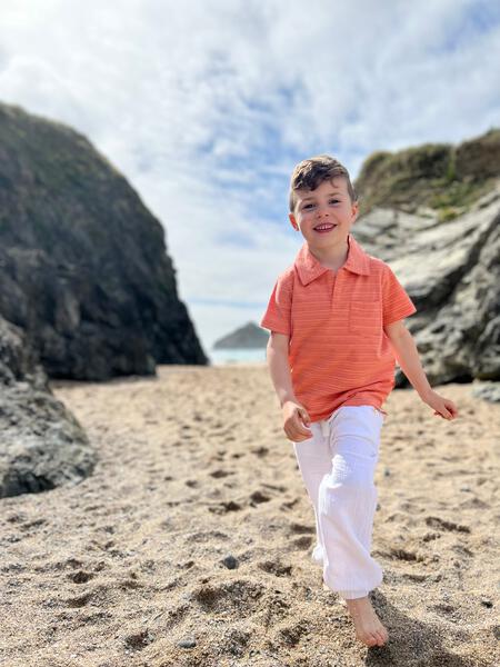 Salmon Striped Polo