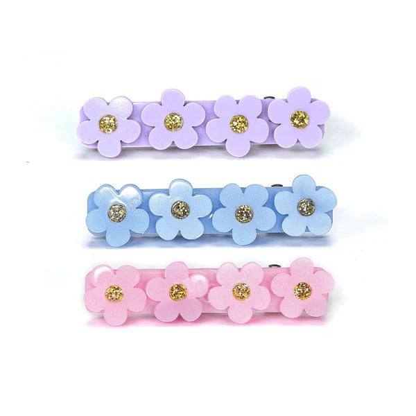 Flowers Blue Purple Pink Hair Clips