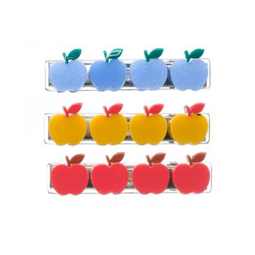 Apple Yellow Red Blue Hair Clips