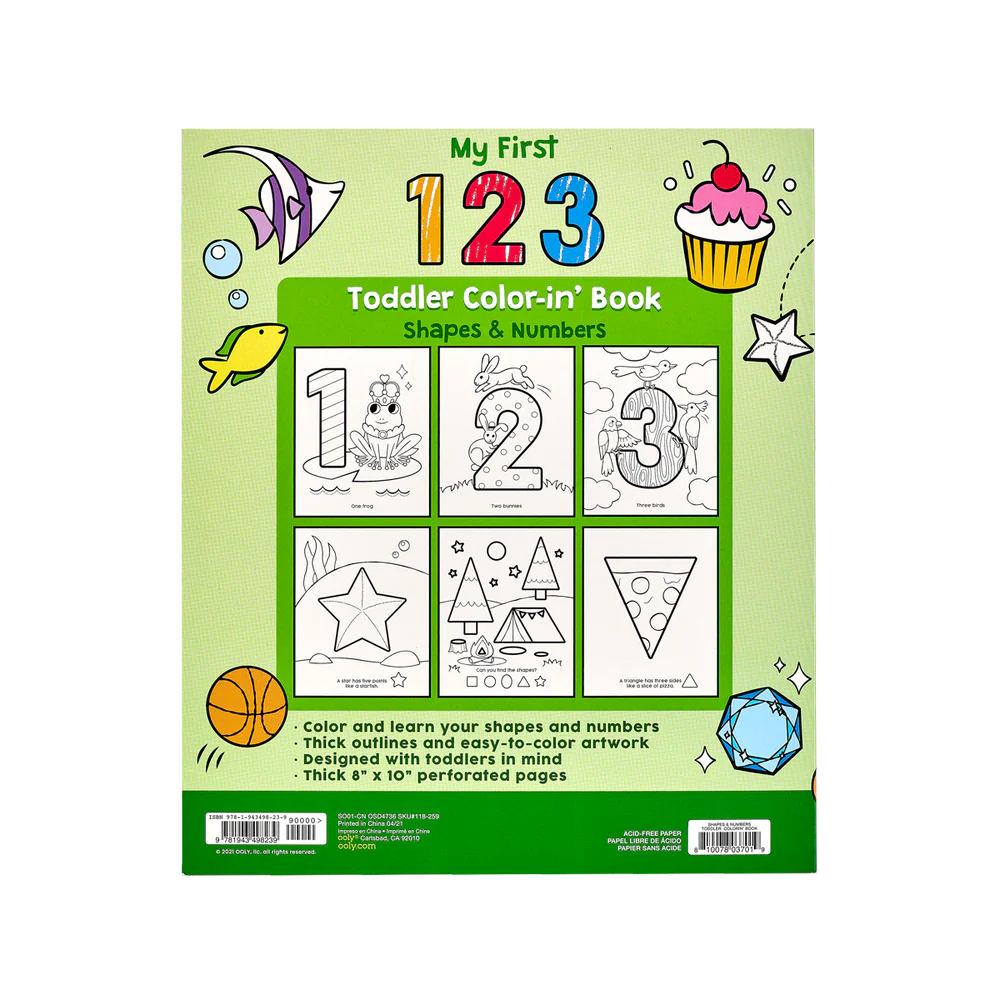 123: Shapes + Numbers Toddler Coloring Book