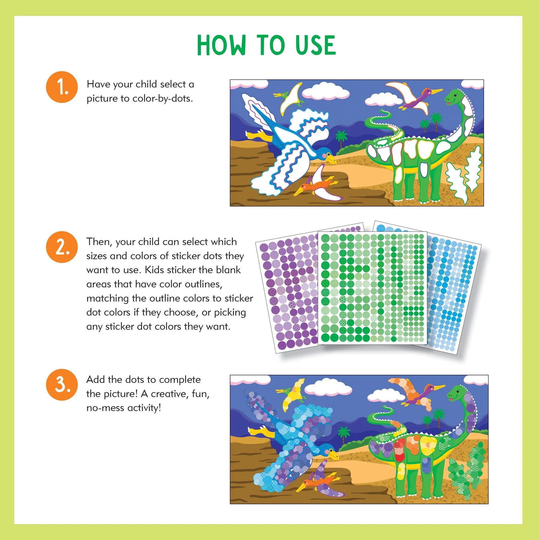 Dinosaurs Color by Dots Sticker Book