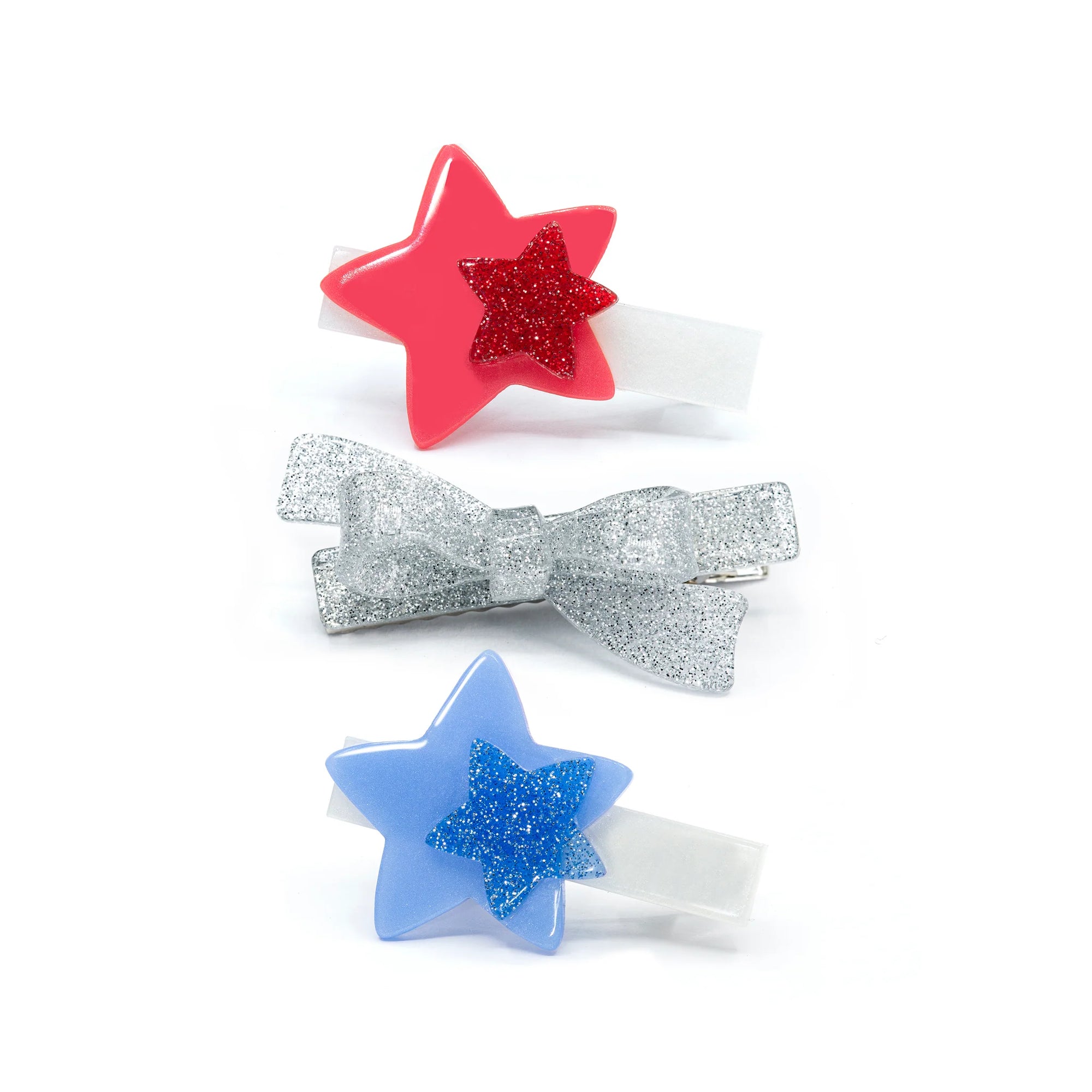 Stars Double Red Blue Hair Clips