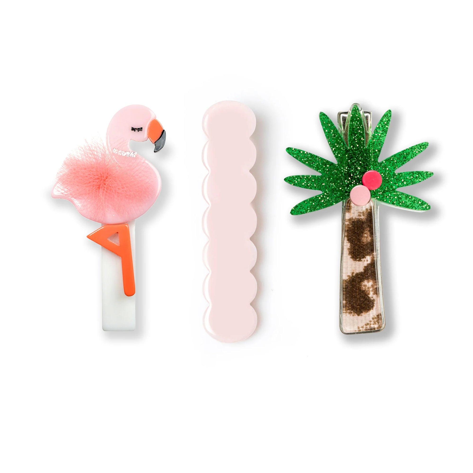 Tropical Trio Flamingo Alligator Clip