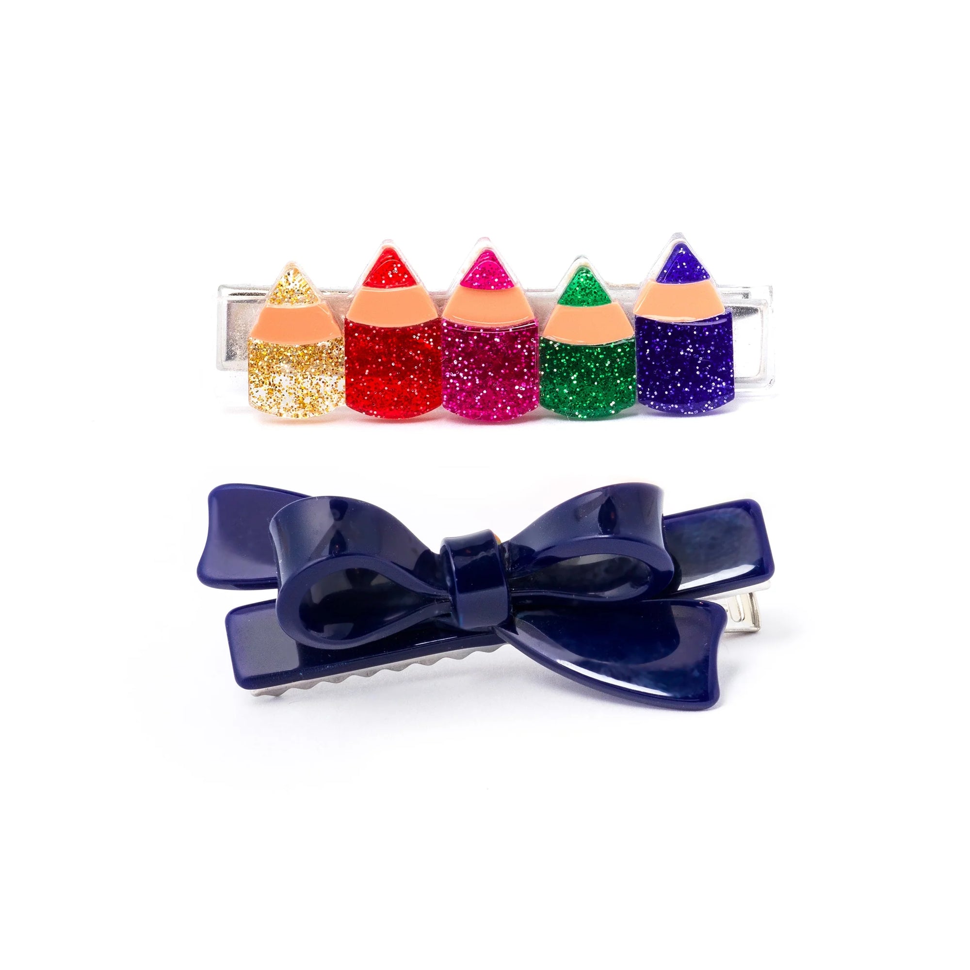 Pencils Glitter Bow Hair Clip