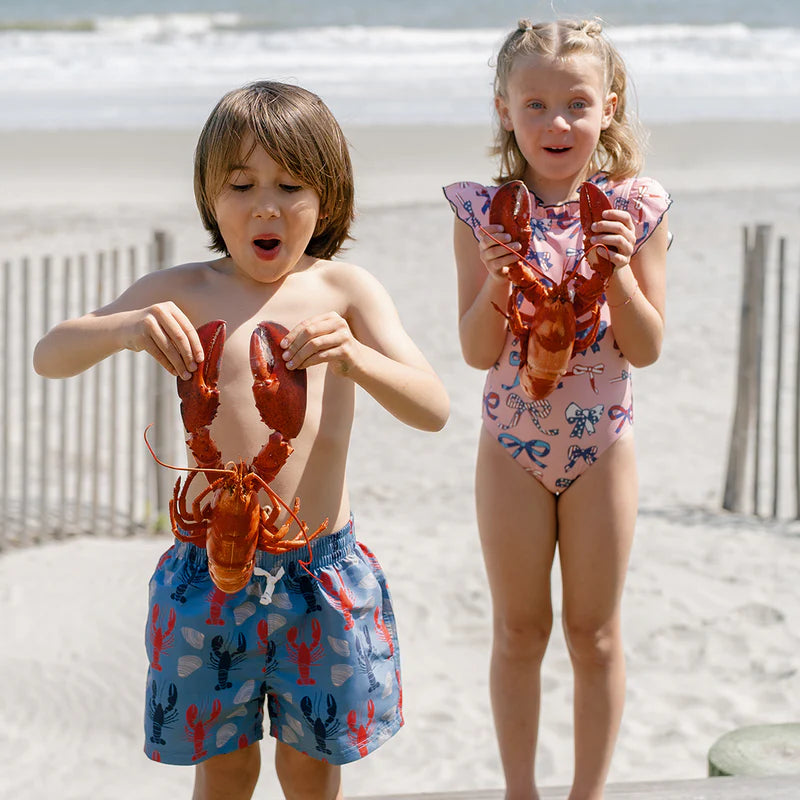 Boys Swim Trunk in Lobsters & Clams
