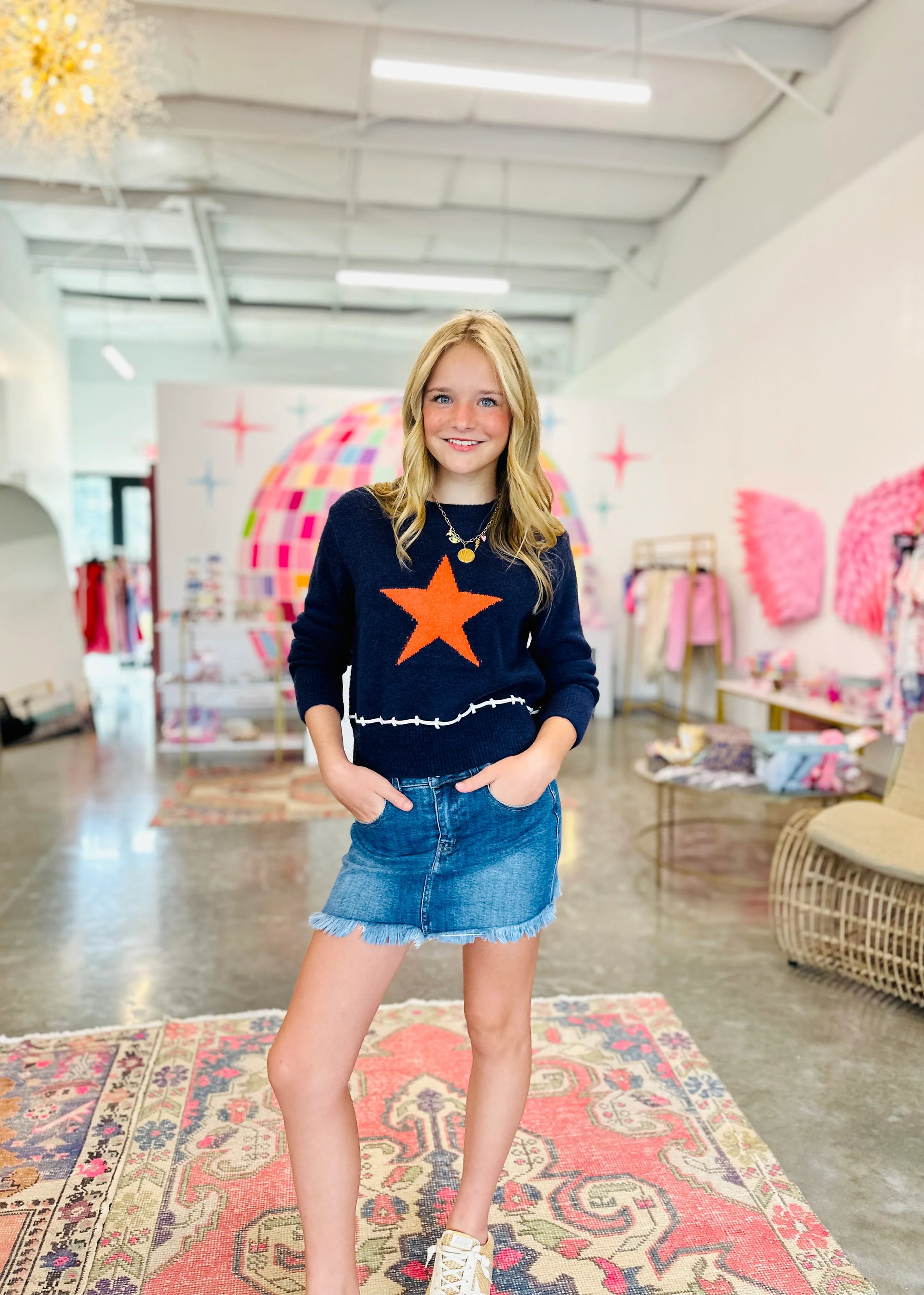 Denim Frayed Hem Skort