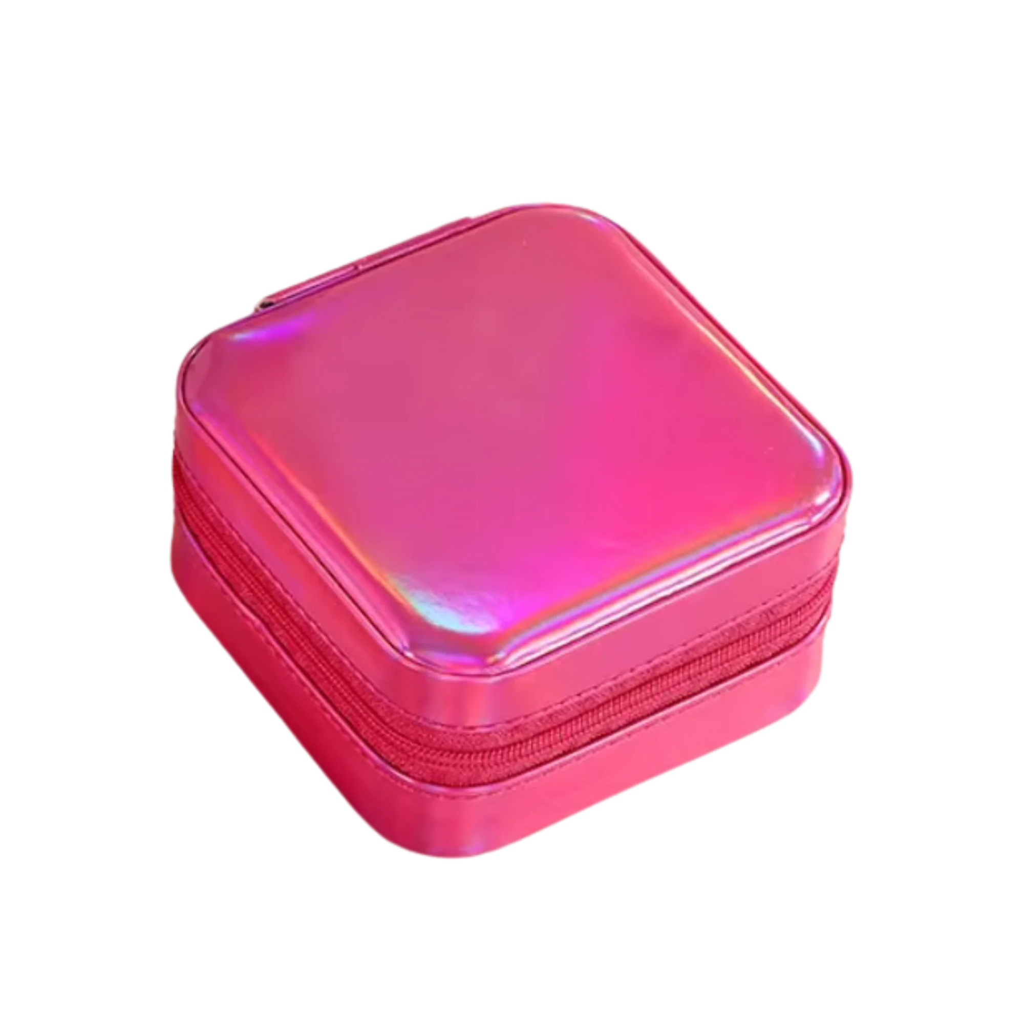 Pink Metalic Square Jewelry Case