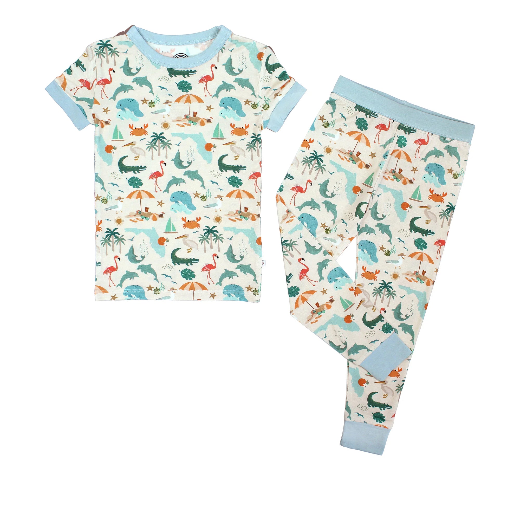 Explore Florida Bamboo Short Sleeve Kids Pajama Pants Set