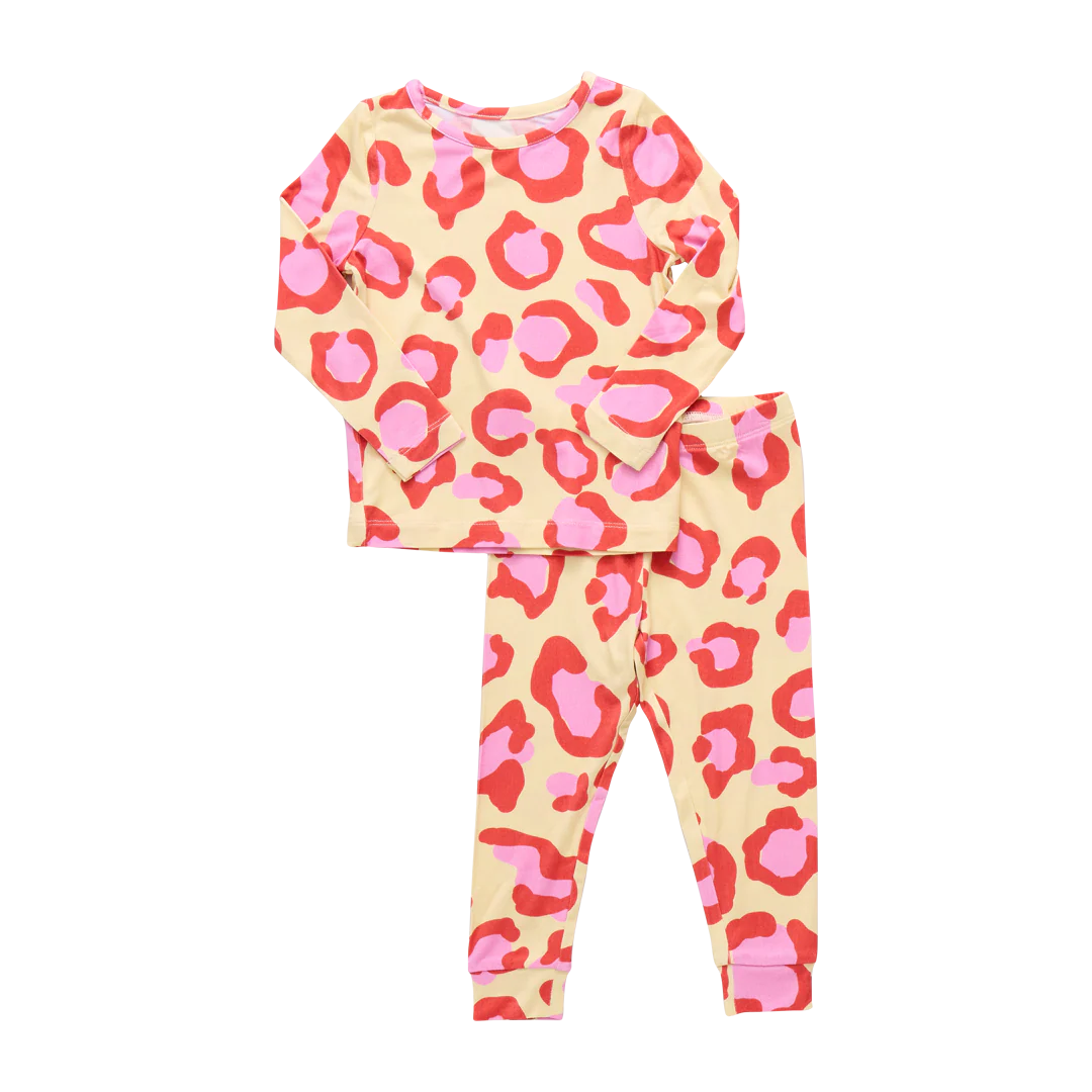 Yellow Oversized Leopard Kids Pajama Set