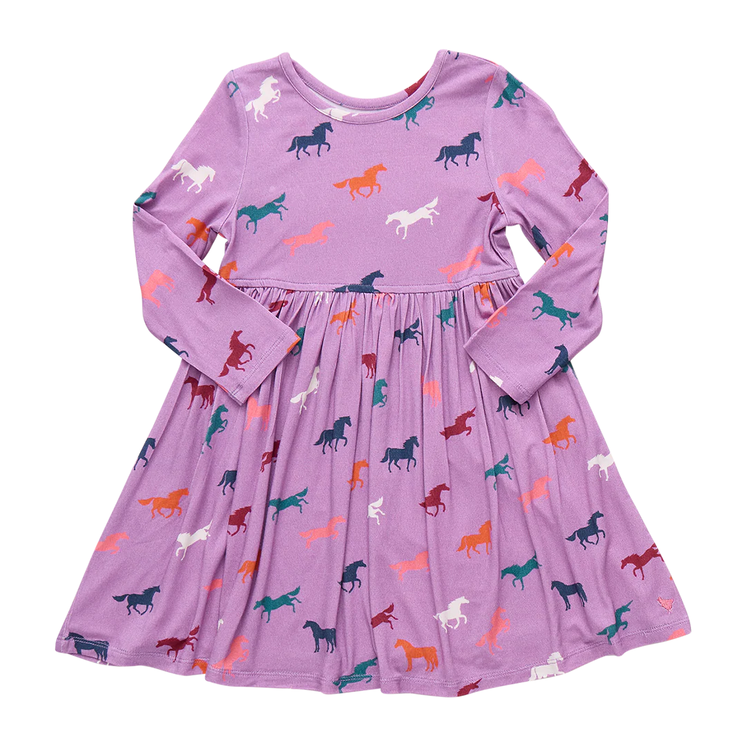 Bamboo Steph Dress in Lavender Horses