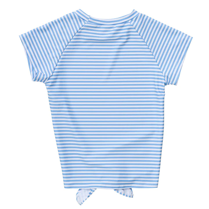 Powder Blue Sustainable Stripe Knot Rash Top