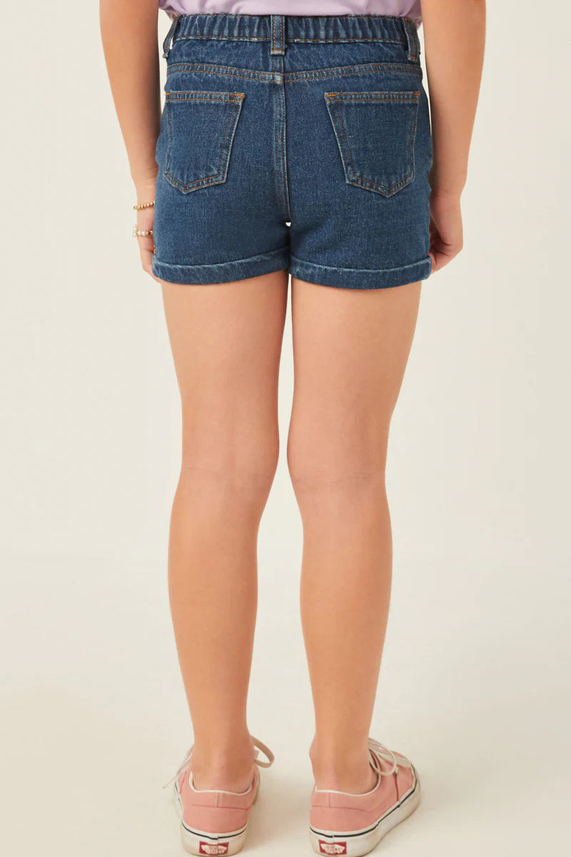 Girls Roll Up Denim Shorts