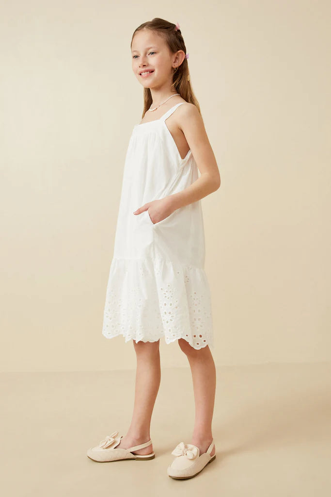 Scalloped Eyelet Hem Tank Dress