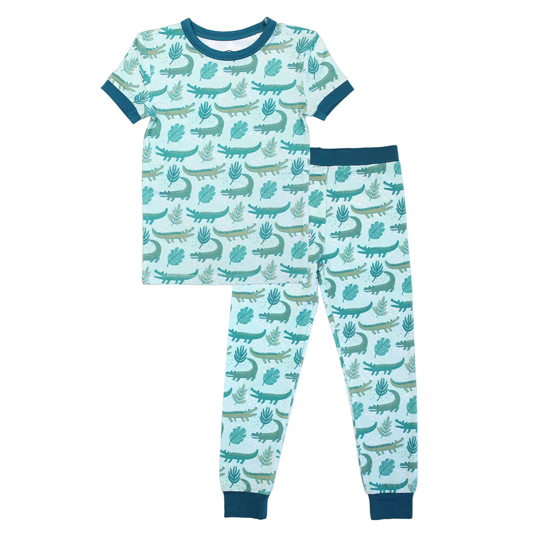 Later Gator Bamboo Short Sleeve Kids Pajama Pants Set