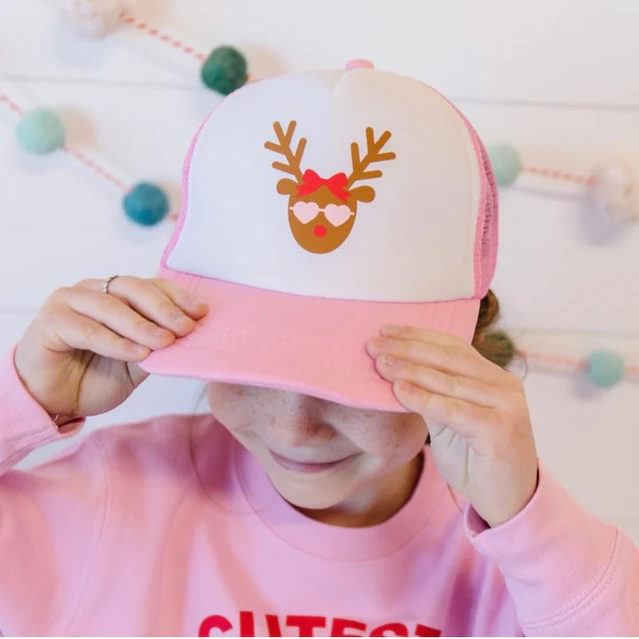 Girly Reindeer Christmas Trucker Hat