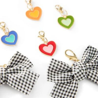 Better With A Bow Shoe Charm Set - Plaid Bow & Heart