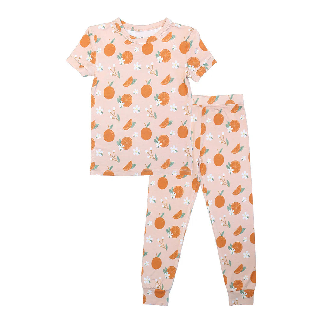 Freshly Squeezed Bamboo Short Sleeve Kids Pajama Pants Set
