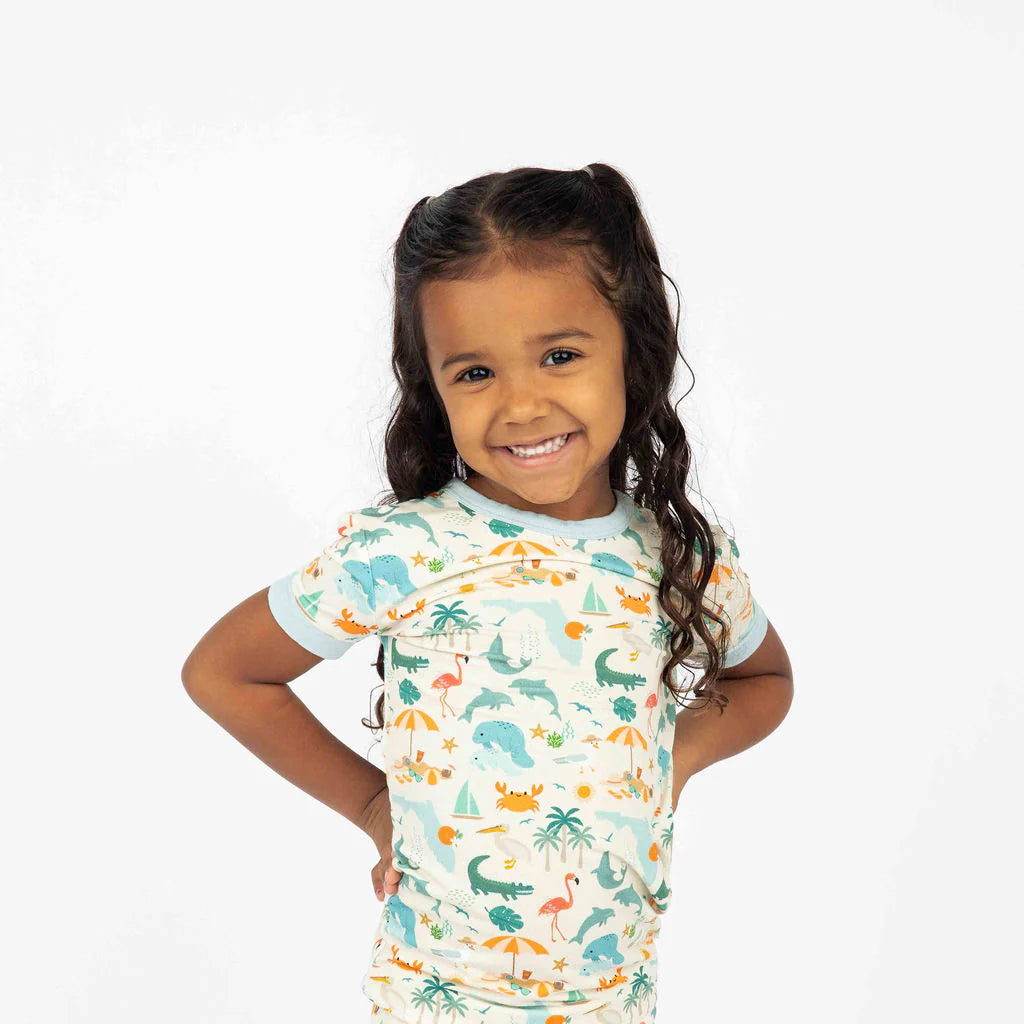 Explore Florida Bamboo Short Sleeve Kids Pajama Pants Set