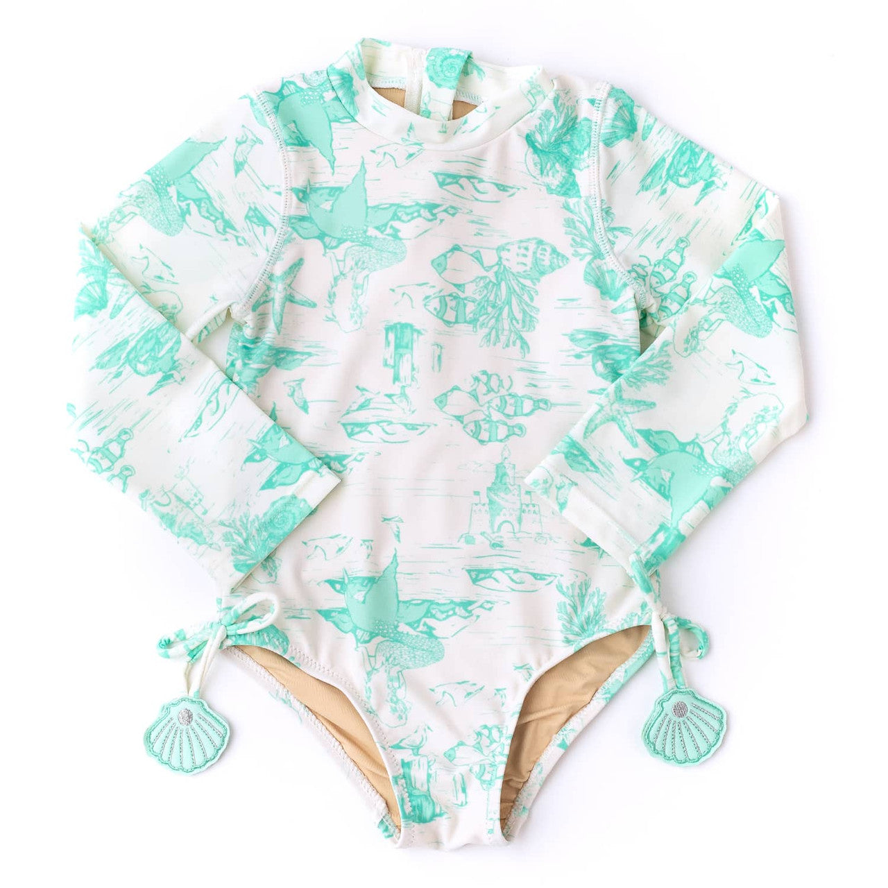 Mermaid Toile Girls Long Sleeve One Piece Swimsuit