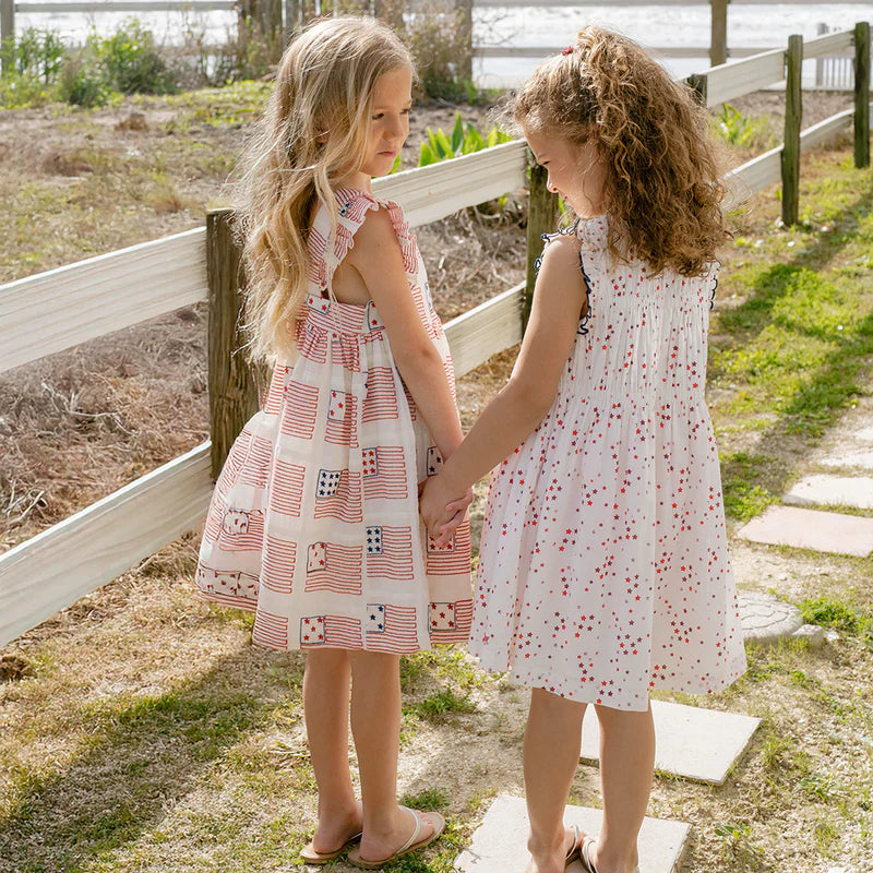 Waverly Dress in Red Ditsy Stars