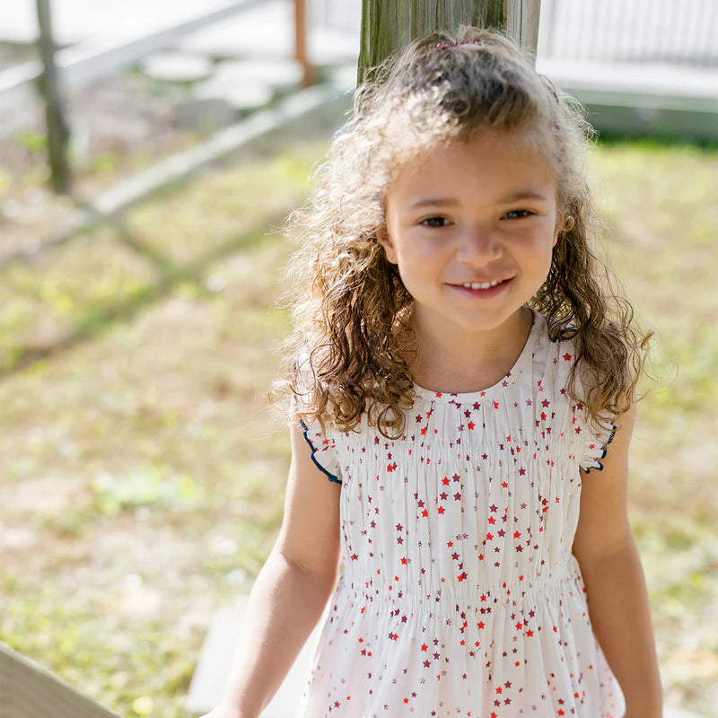 Waverly Dress in Red Ditsy Stars