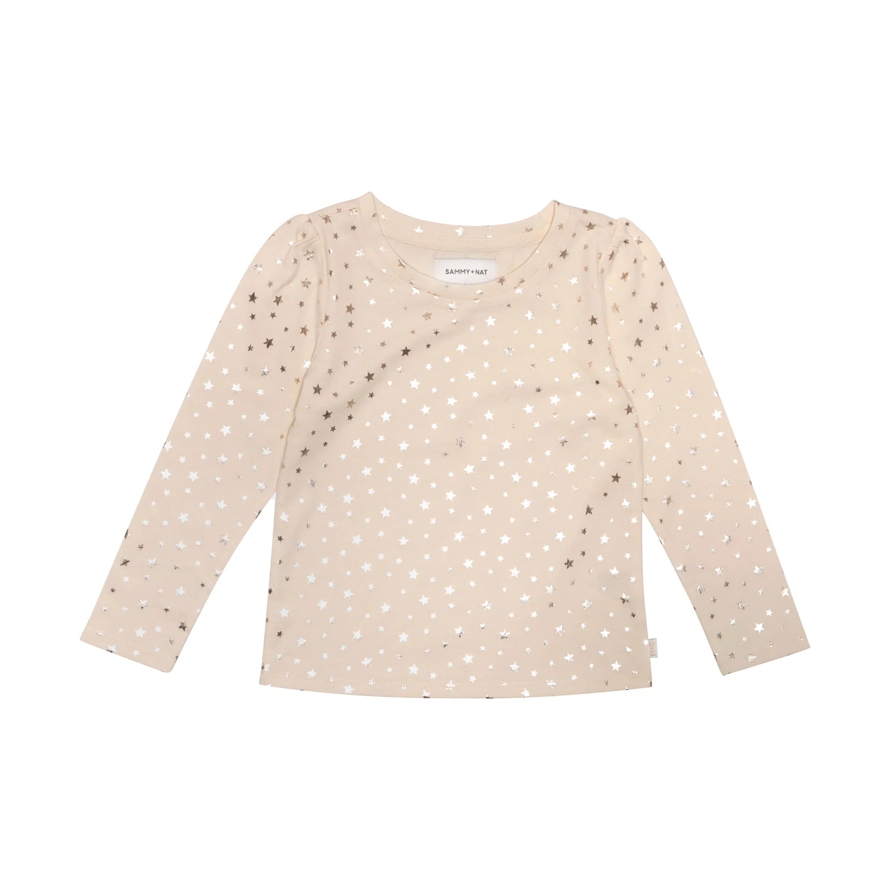 Billie Puff Sleeve Top in Eggnog Sparkle Stars