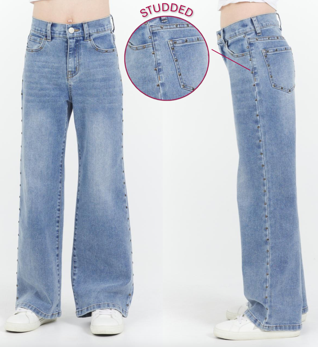Studded Medium Wash Denim Jean