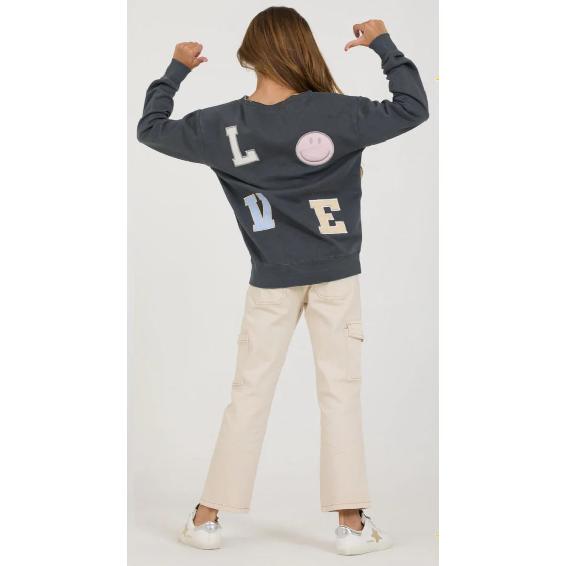 Girls Cream Cargo Jean
