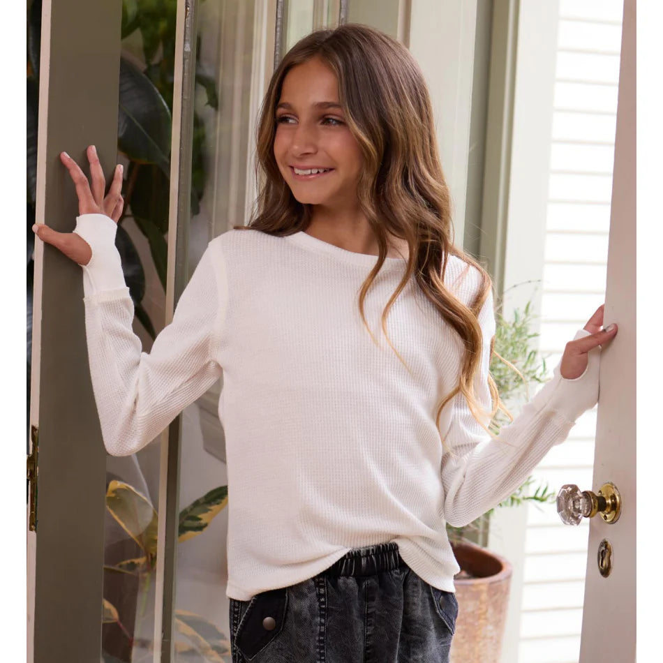 White Thermal Crew with Thumbholes