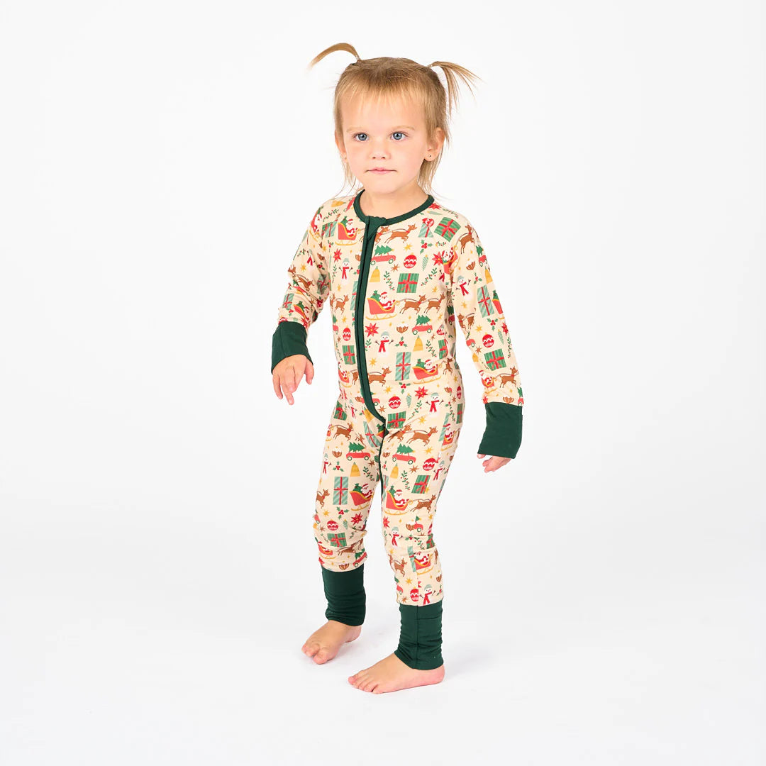 Vintage Christmas Bamboo Convertible Baby Pajamas