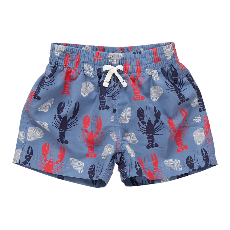 Boys Swim Trunk in Lobsters & Clams