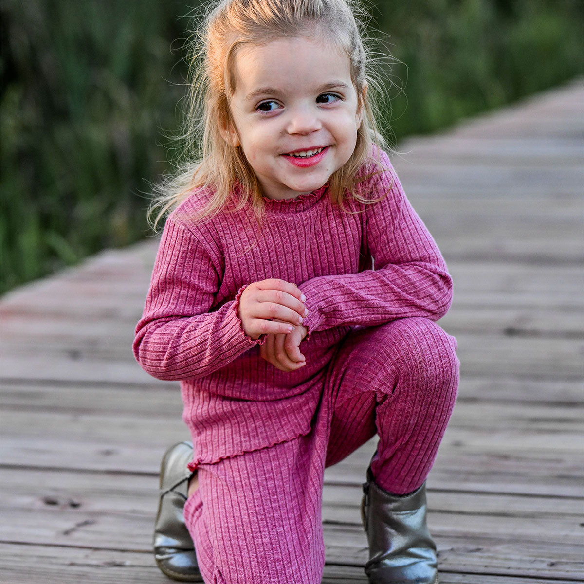 Berry Pink Wide Rib Legging