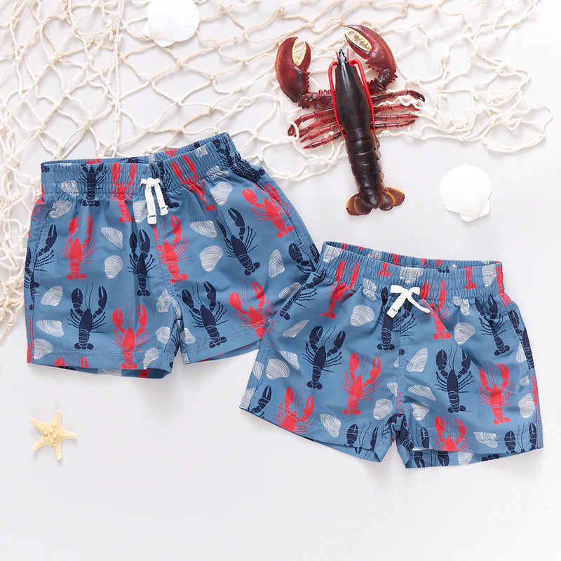 Boys Swim Trunk in Lobsters & Clams