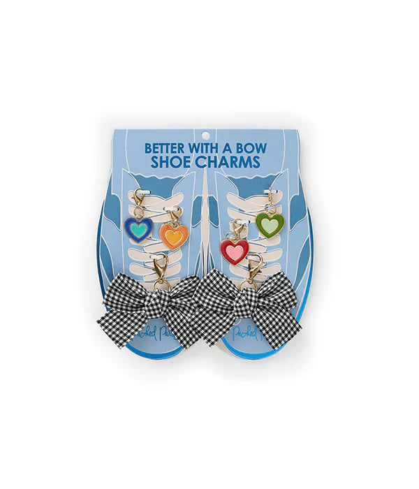 Better With A Bow Shoe Charm Set - Plaid Bow & Heart