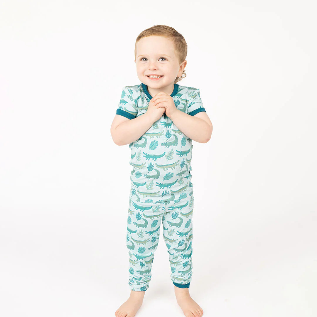 Later Gator Bamboo Short Sleeve Kids Pajama Pants Set