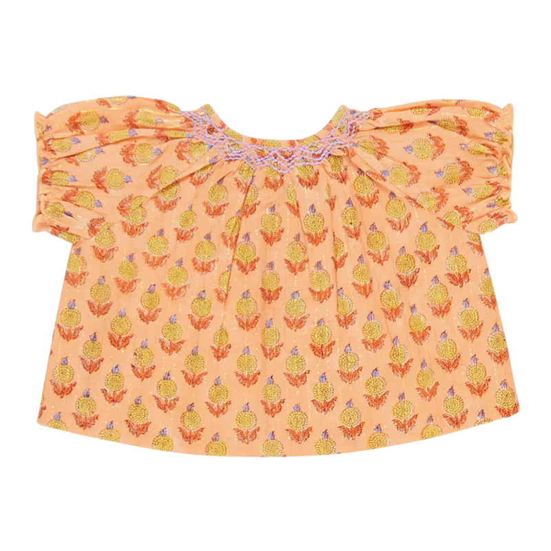 Girls Short Sleeve Ava Top in Orange Dahlia