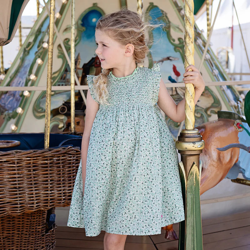 Stevie Dress in Green Mini Ditsy