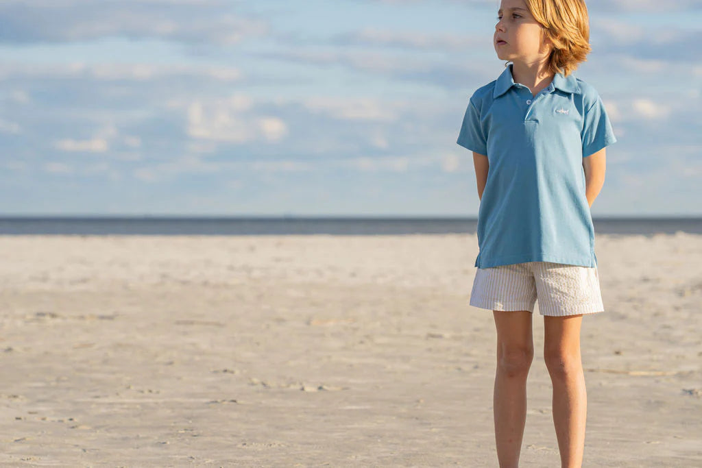 Naples Shorts in Khaki Seersucker