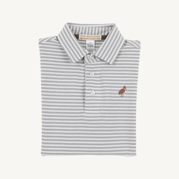 Long Sleeve Prim & Proper Polo in Grantley Gray Stripe
