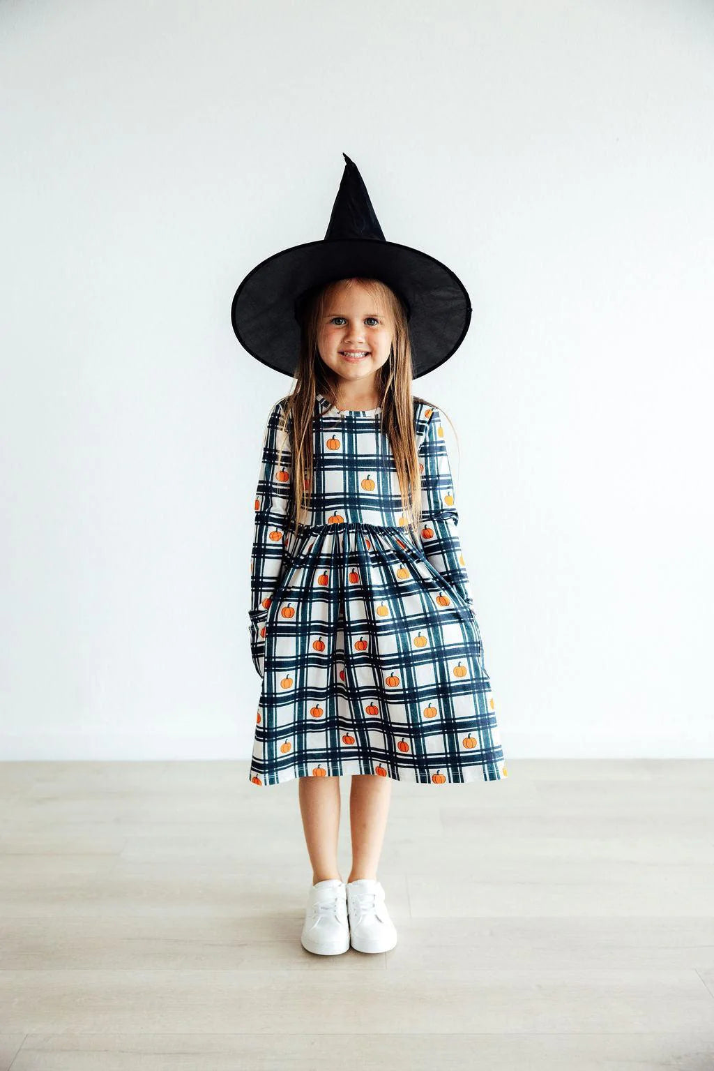 Plaid Pumpkins Pocket Twirl Dress