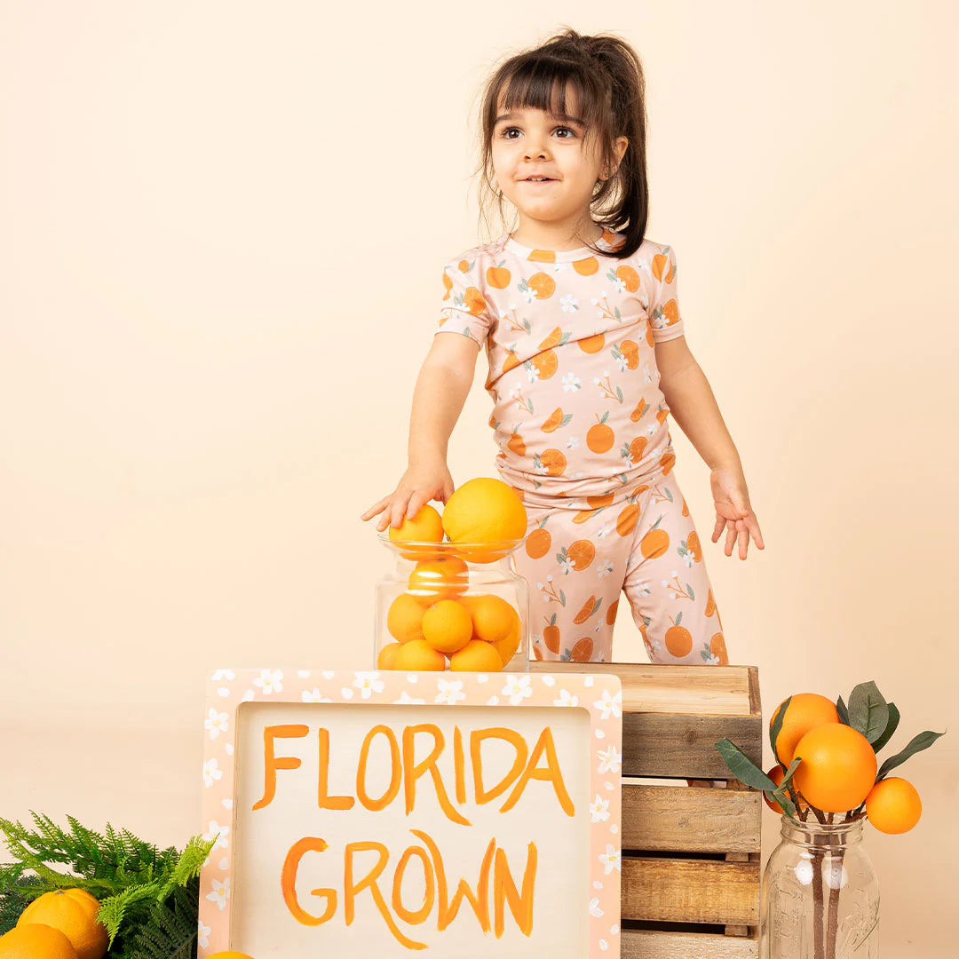 Freshly Squeezed Bamboo Short Sleeve Kids Pajama Pants Set