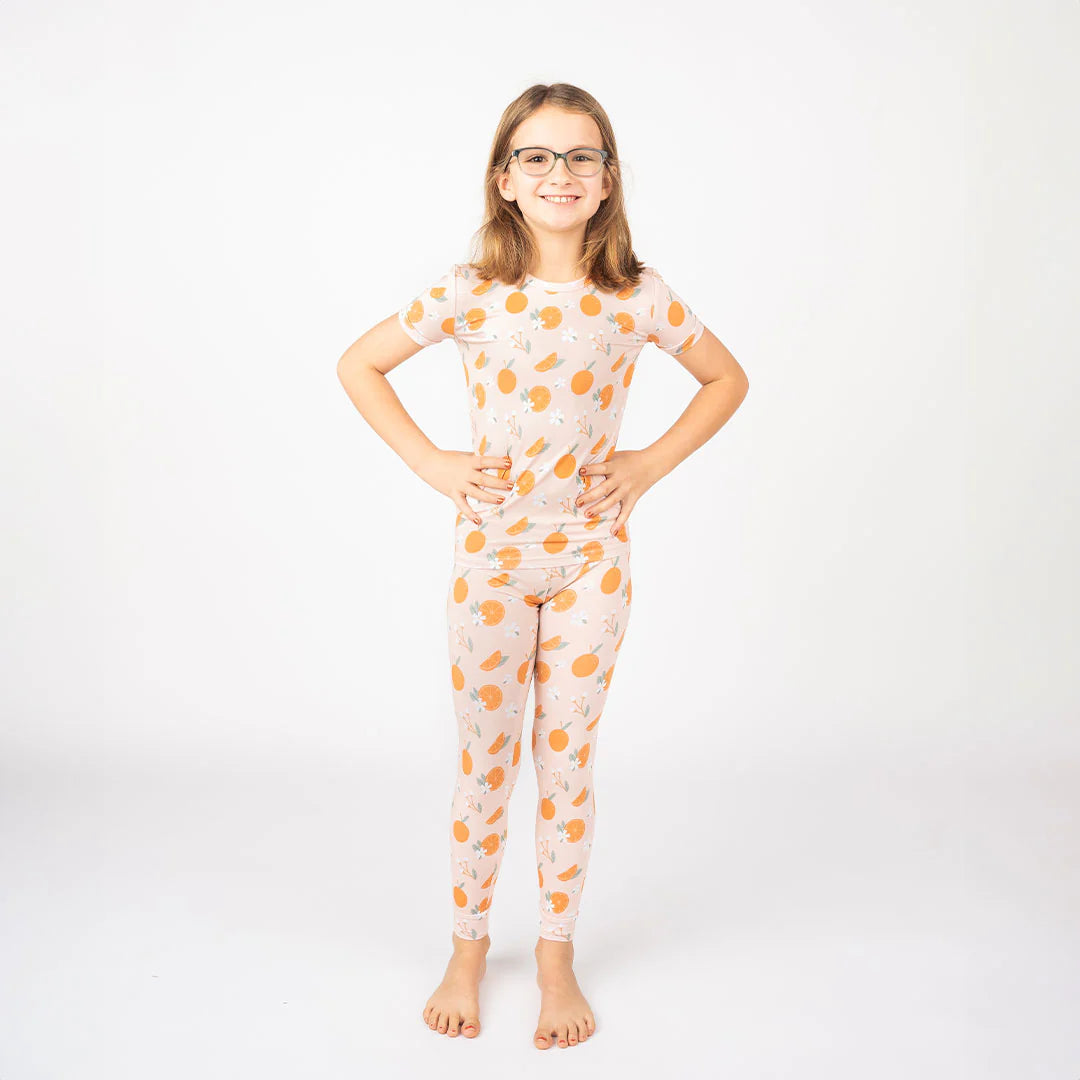 Freshly Squeezed Bamboo Short Sleeve Kids Pajama Pants Set