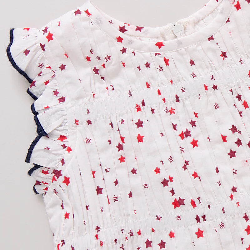Waverly Dress in Red Ditsy Stars