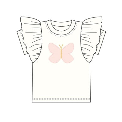 Pink Butterfly Ruffle Sleeve Tee