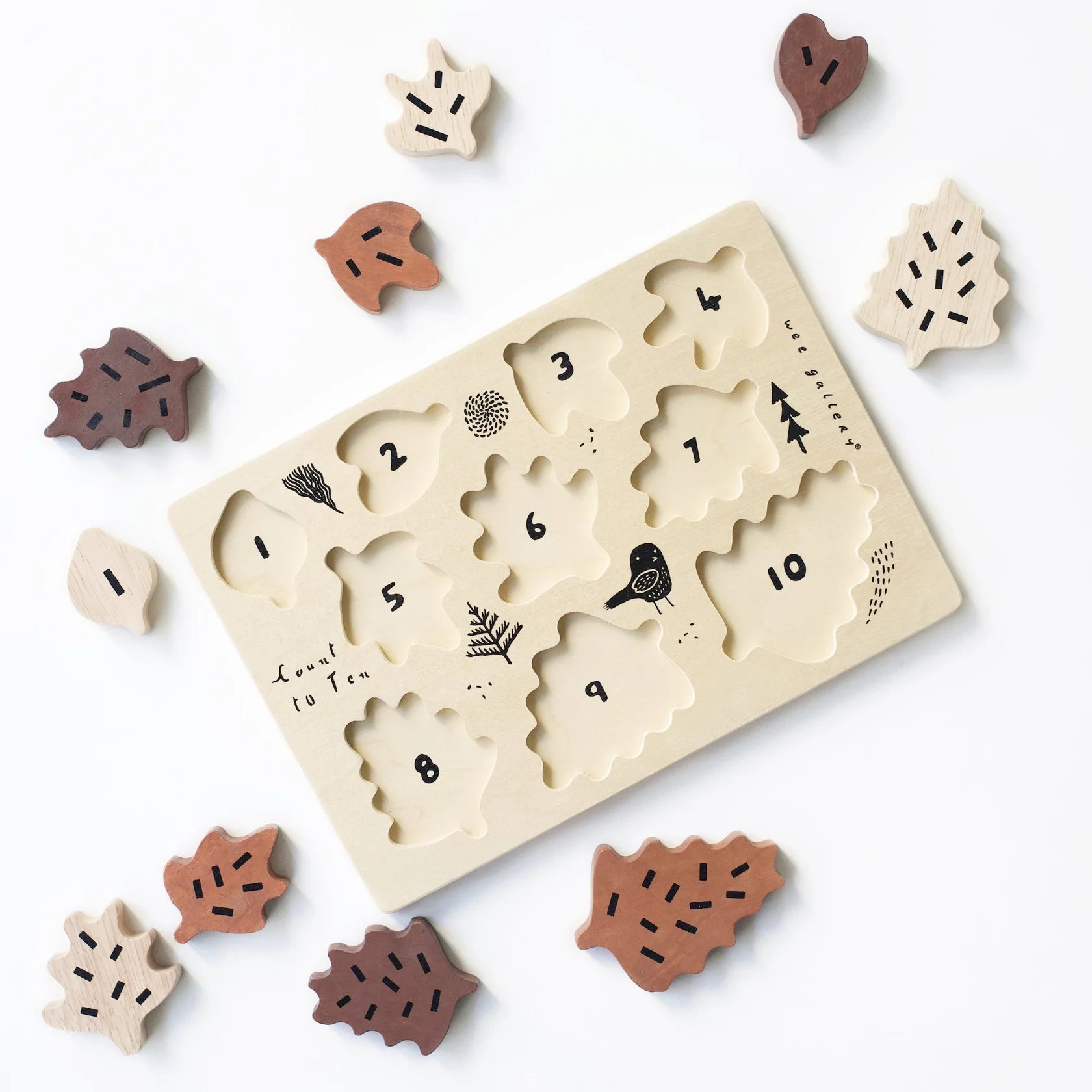 Count to 10 Leaves Wooden Tray Puzzle