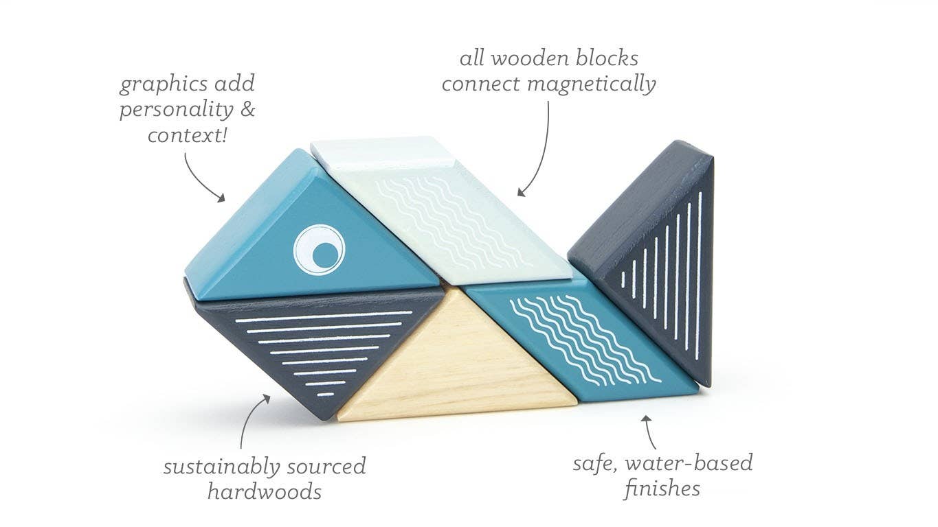 Whale Magnetic Wooden Block Set