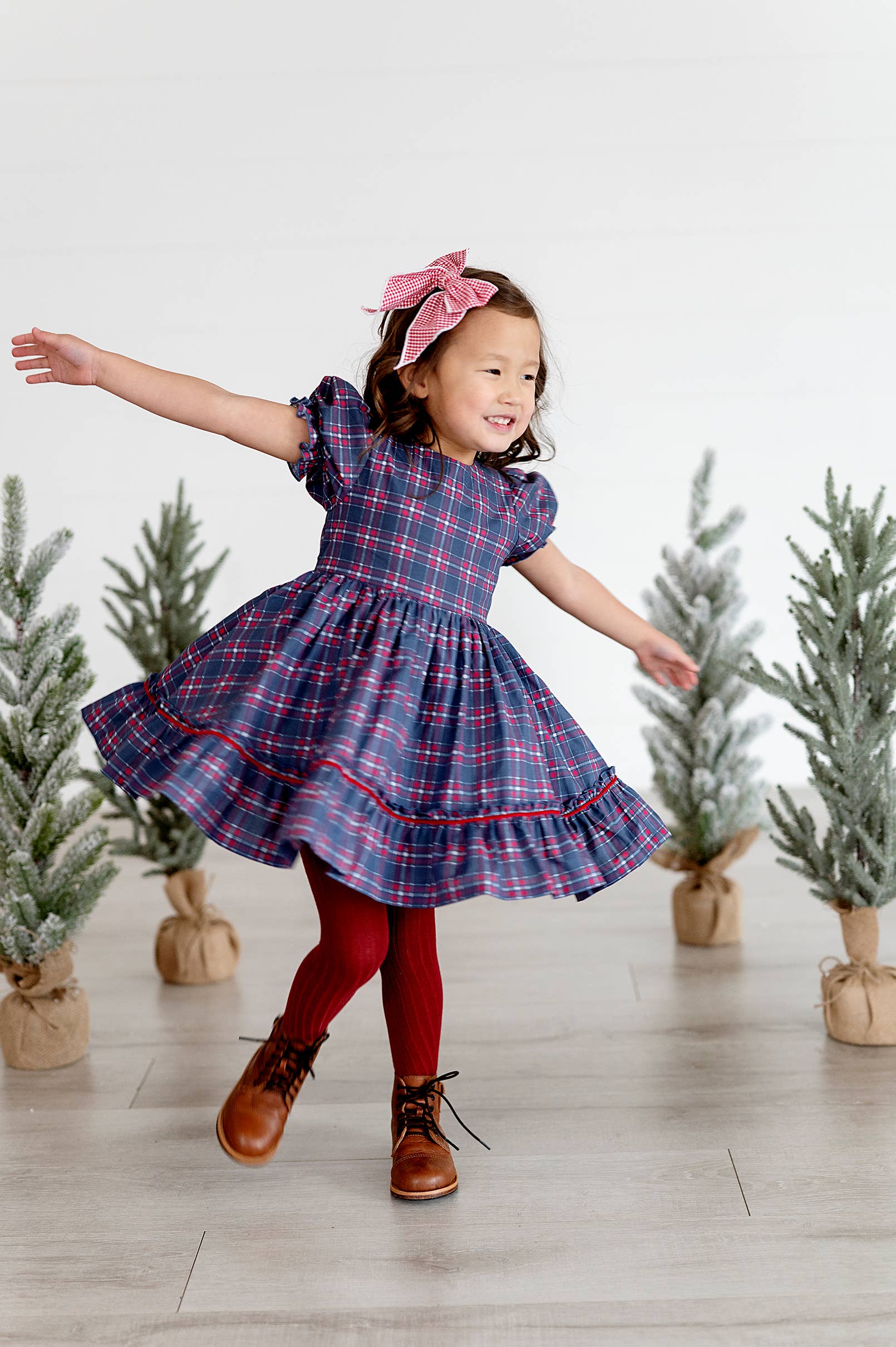 Aura Dress in Holiday Plaid | Poplin Cotton Dress