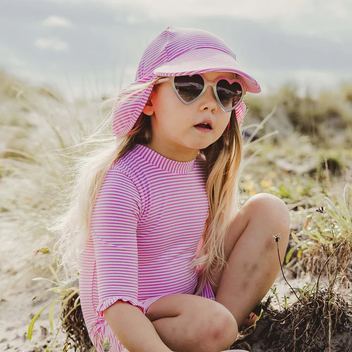 Raspberry Stripe Floating Flap Hat