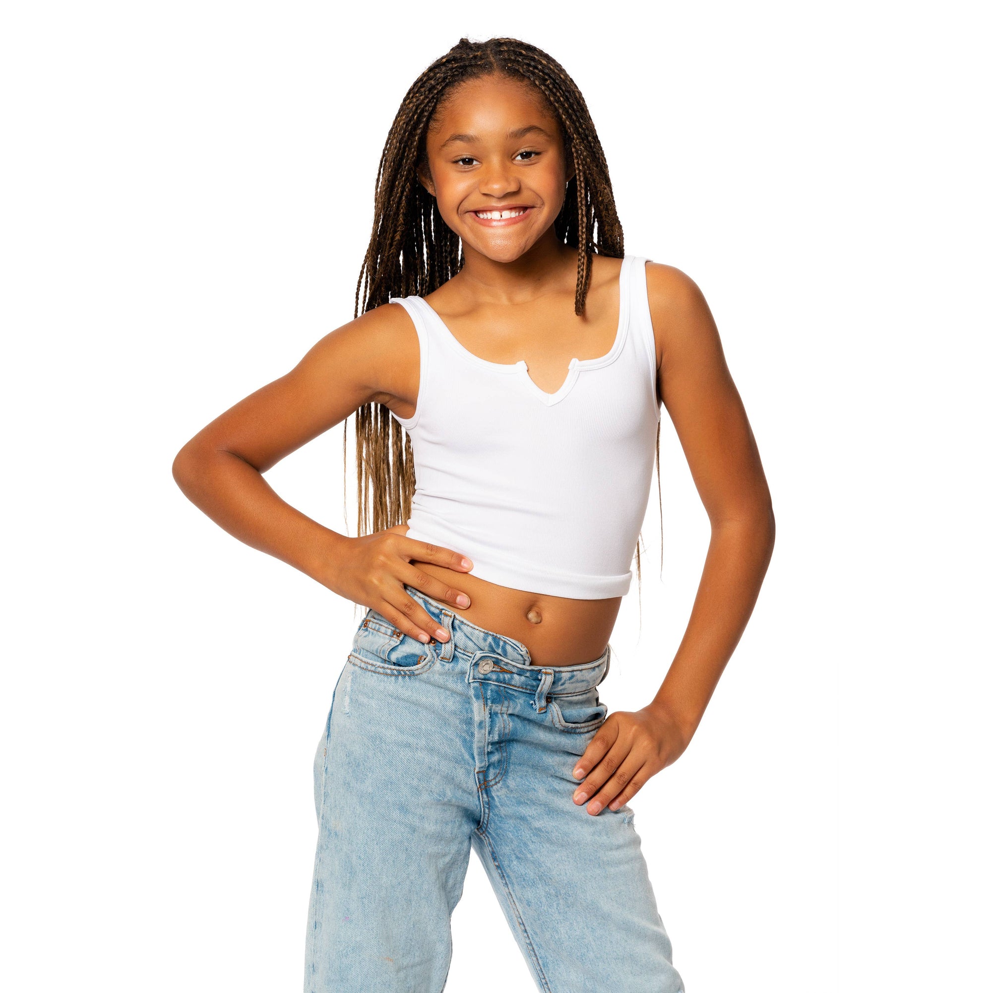 Ribbed Scoop Center Cut Crop Tank Top