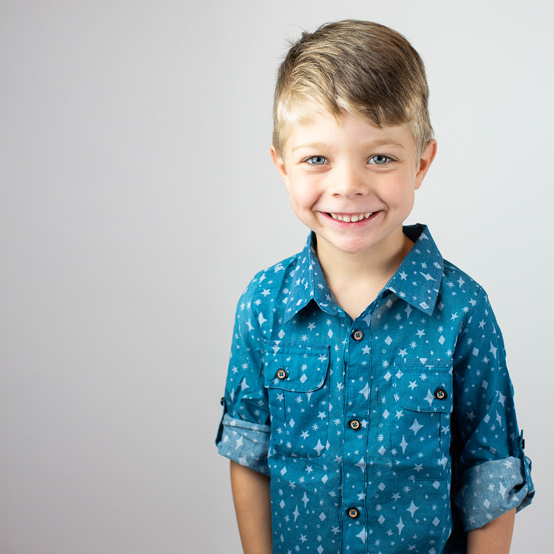 Boys Button up in Winter Blue